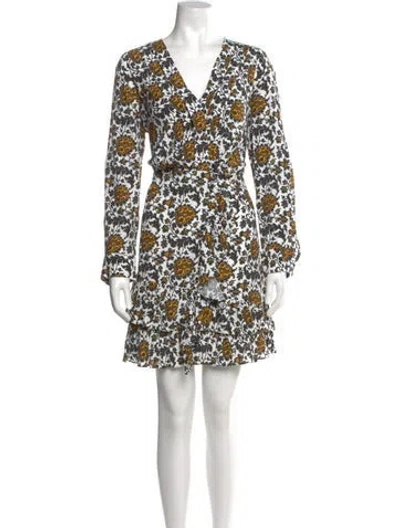 Pre-owned Sandro Floral Print Mini Dress In White