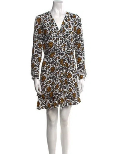 Pre-owned Sandro Floral Print Mini Dress In White