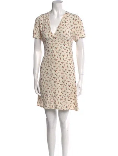 Pre-owned Sandro Floral Print Mini Dress In White