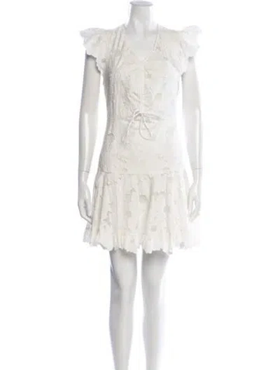 Pre-owned Sandro Floral Print Mini Dress In White