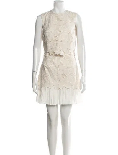 Pre-owned Sandro Floral Print Mini Dress In White