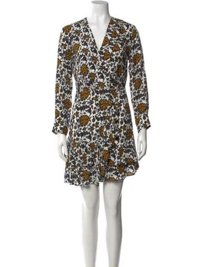 Pre-owned Sandro Floral Print Mini Dress In White