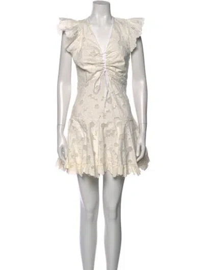 Pre-owned Sandro Floral Print Mini Dress In White