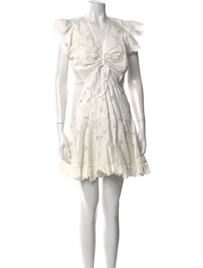 Pre-owned Sandro Floral Print Mini Dress In White