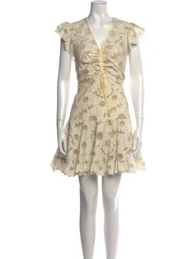 Pre-owned Sandro Floral Print Mini Dress In White