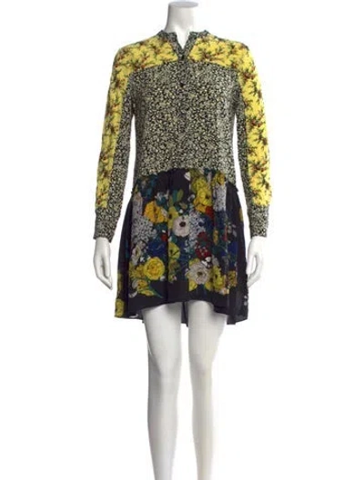 Pre-owned Sandro Floral Print Mini Dress In Yellow