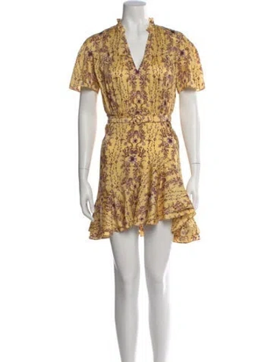Pre-owned Sandro Floral Print Mini Dress In Yellow