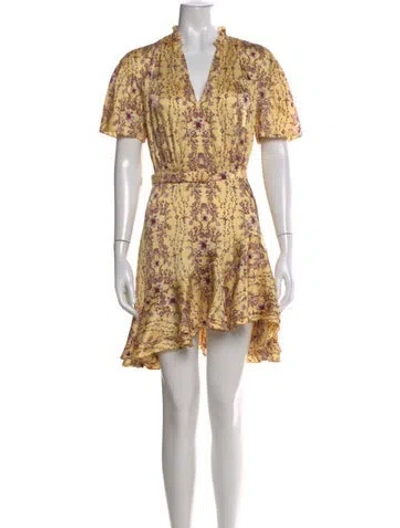 Pre-owned Sandro Floral Print Mini Dress In Yellow