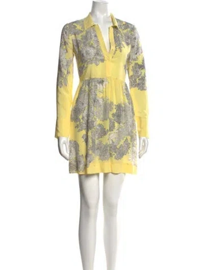 Pre-owned Sandro Floral Print Mini Dress In Yellow