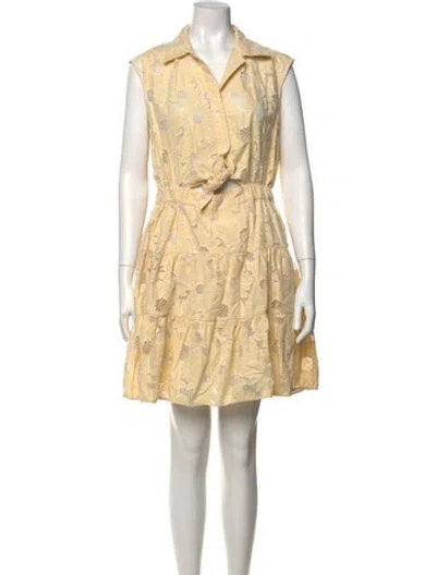 Pre-owned Sandro Floral Print Mini Dress In Yellow