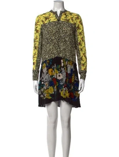 Pre-owned Sandro Floral Print Mini Dress In Yellow