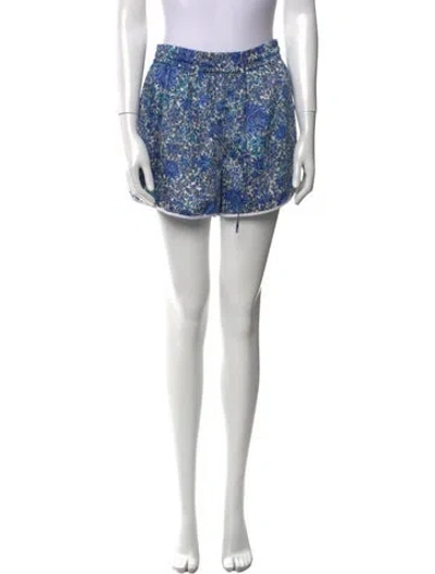 Pre-owned Sandro Floral Print Mini Shorts In Blue
