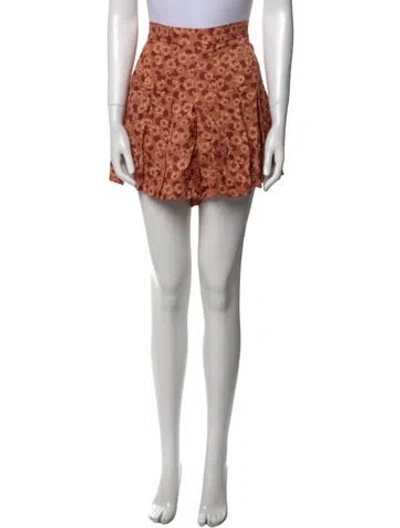 Pre-owned Sandro Floral Print Mini Shorts In Brown