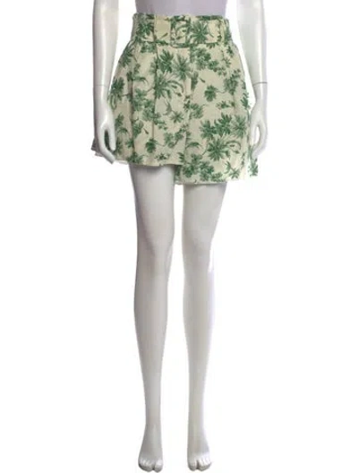 Pre-owned Sandro Floral Print Mini Shorts In Green
