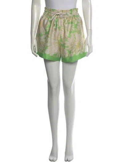 Pre-owned Sandro Floral Print Mini Shorts In Green