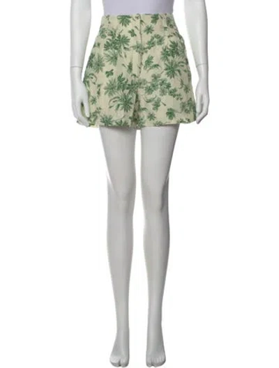 Pre-owned Sandro Floral Print Mini Shorts In Green