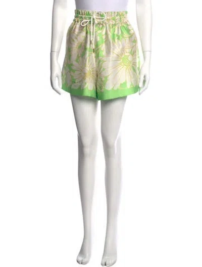 Pre-owned Sandro Floral Print Mini Shorts In Green