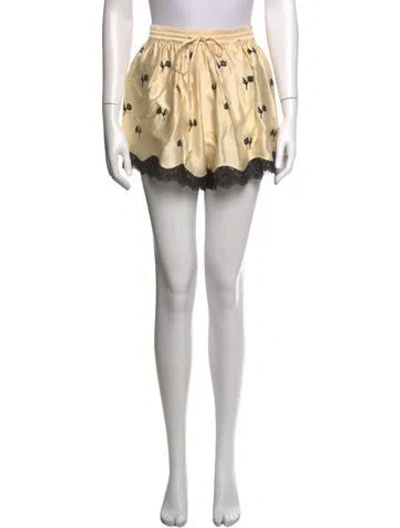 Pre-owned Sandro Floral Print Mini Shorts W/ Tags In Neutrals