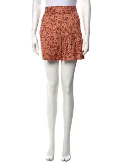 Pre-owned Sandro Floral Print Mini Shorts W/ Tags In Orange