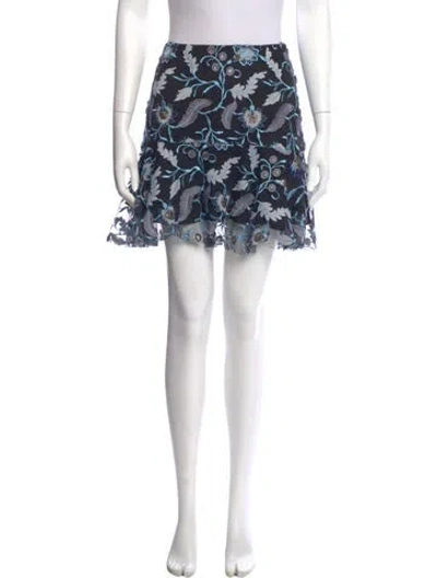 Pre-owned Sandro Floral Print Mini Skirt In Black