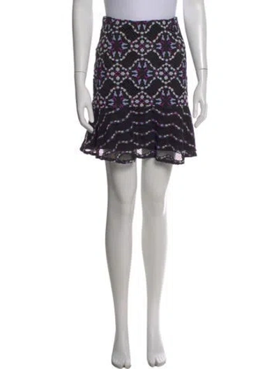 Pre-owned Sandro Floral Print Mini Skirt In Black