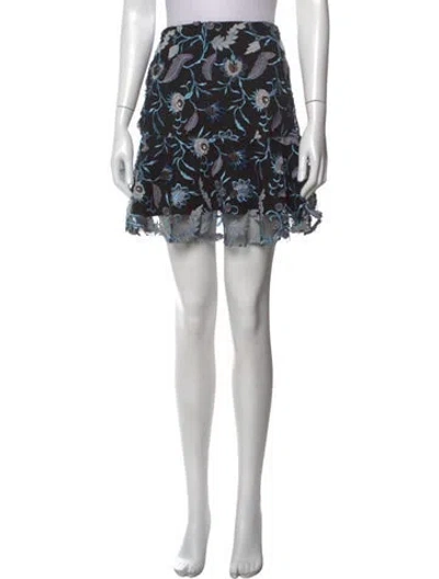 Pre-owned Sandro Floral Print Mini Skirt In Black