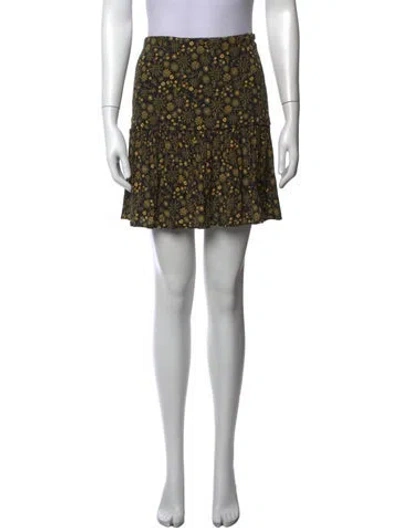 Pre-owned Sandro Floral Print Mini Skirt In Black