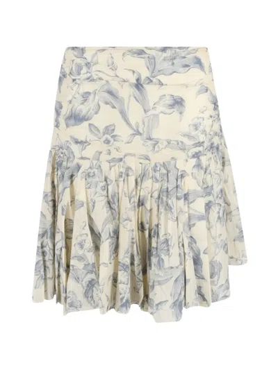Pre-owned Sandro Floral-print Mini Skirt In Neutral