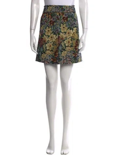 Pre-owned Sandro Floral Print Mini Skirt W/ Tags In Green