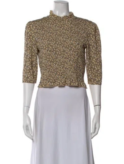 Pre-owned Sandro Floral Print Mock Neck Top In Multi