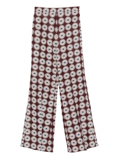 Sandro Floral-print Palazzo Pants In Brown