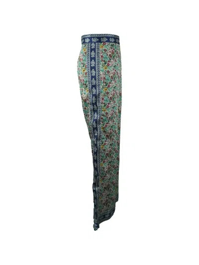 Pre-owned Sandro Floral-print Palazzo Pants In Green