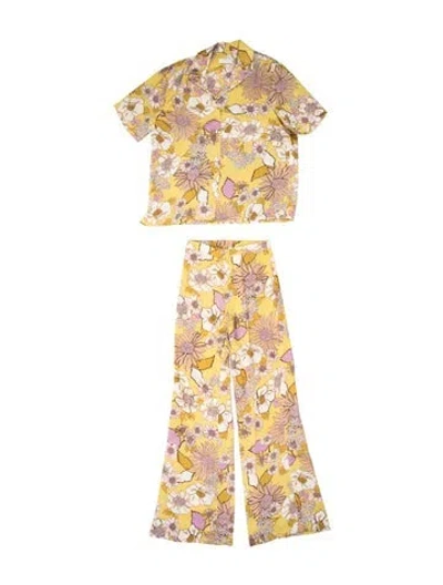 Pre-owned Sandro Floral Print Pant Set In Yellow