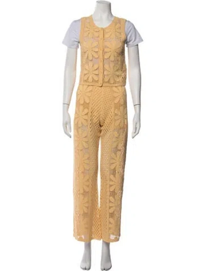 Pre-owned Sandro Floral Print Pant Set In Yellow
