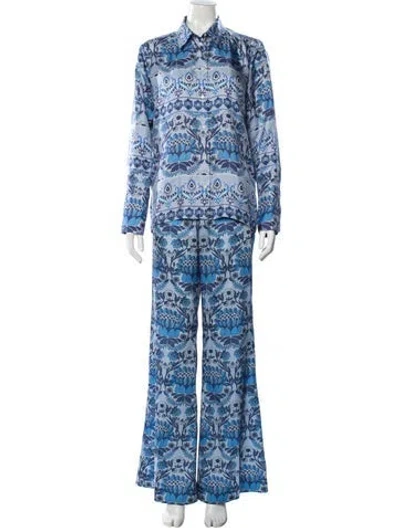 Pre-owned Sandro Floral Print Pantsuit In Blue