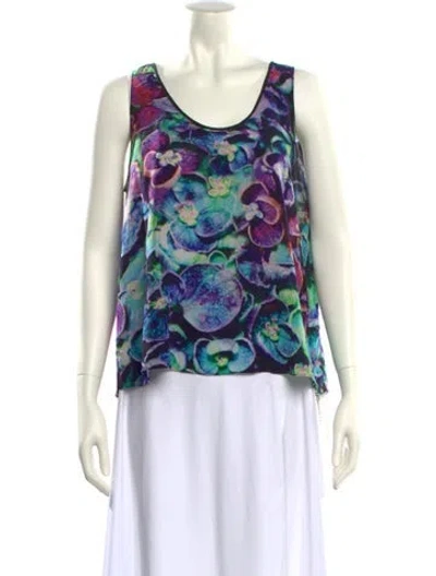 Pre-owned Sandro Floral Print Scoop Neck Blouse In Multi