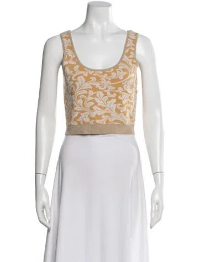 Pre-owned Sandro Floral Print Scoop Neck Crop Top