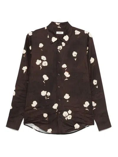 Sandro Floral-print Shirt In Brown