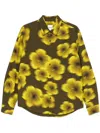 Sandro Mens Floral-print Long-sleeved Woven Shirt Verts In Green