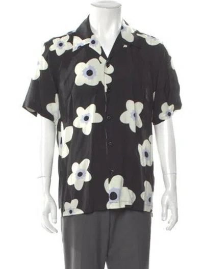 Pre-owned Sandro Floral Print Short Sleeve Shirt In Black