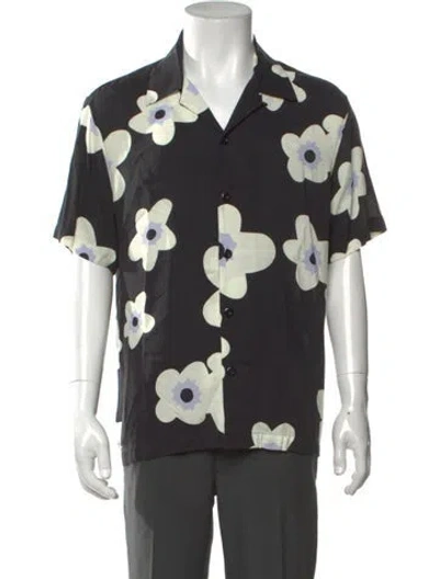Pre-owned Sandro Floral Print Short Sleeve Shirt In Black