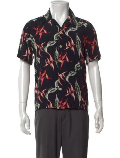 Pre-owned Sandro Floral Print Short Sleeve Shirt In Black
