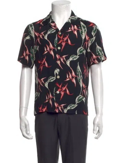 Pre-owned Sandro Floral Print Short Sleeve Shirt In Black