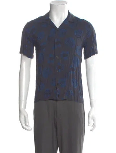Pre-owned Sandro Floral Print Short Sleeve Shirt In Blue