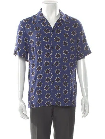 Pre-owned Sandro Floral Print Short Sleeve Shirt In Blue
