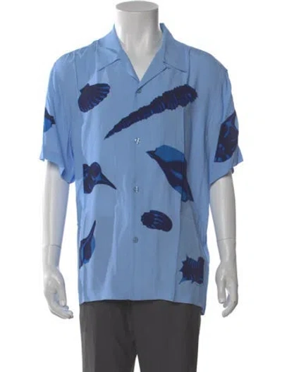 Pre-owned Sandro Floral Print Short Sleeve Shirt In Blue