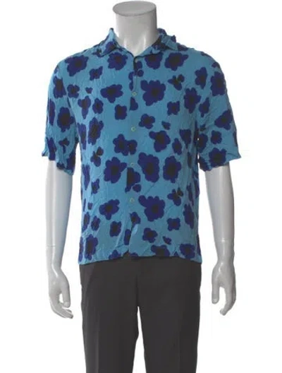 Pre-owned Sandro Floral Print Short Sleeve Shirt In Blue