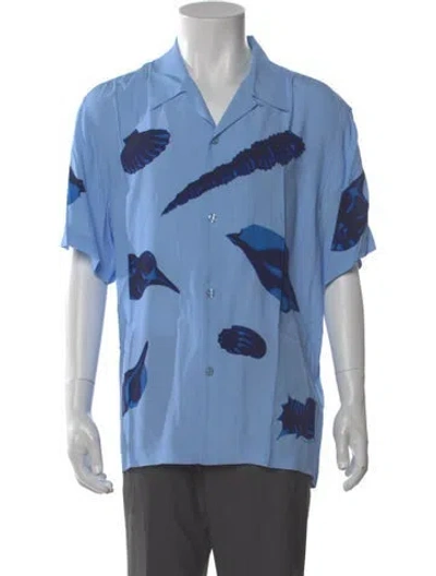 Pre-owned Sandro Floral Print Short Sleeve Shirt In Blue