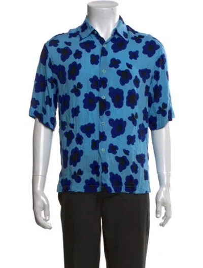 Pre-owned Sandro Floral Print Short Sleeve Shirt In Blue