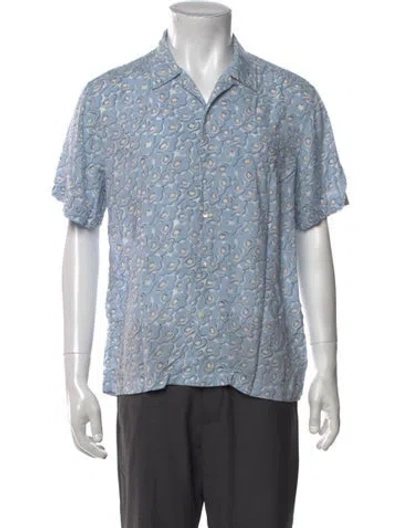 Pre-owned Sandro Floral Print Short Sleeve Shirt In Blue